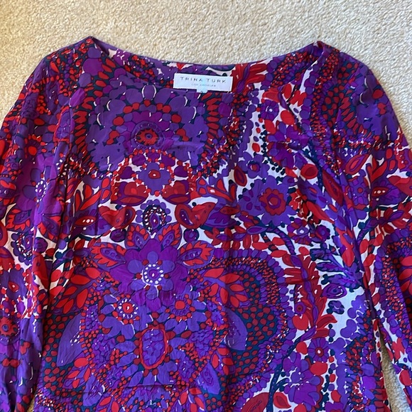 Trina Turk | Silk 3/4 Sleeve Dress | Size 2 - Picture 2 of 4